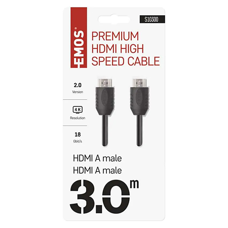 Cablu HDMI/Ethernet de mare viteza Emos, tata - tata, 3 m