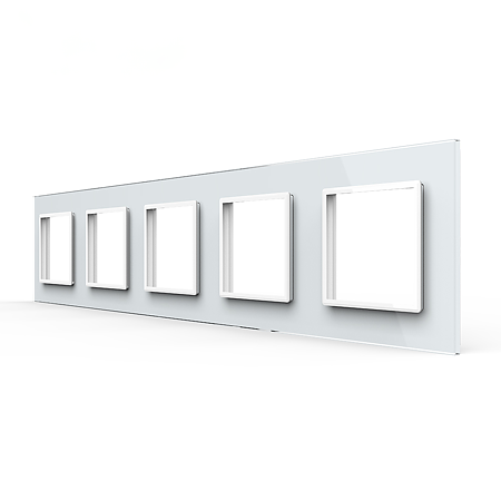 Rama priza cvintupla Livolo VL-P7E/E/E/E/E- 10W, sticla securizata, alb