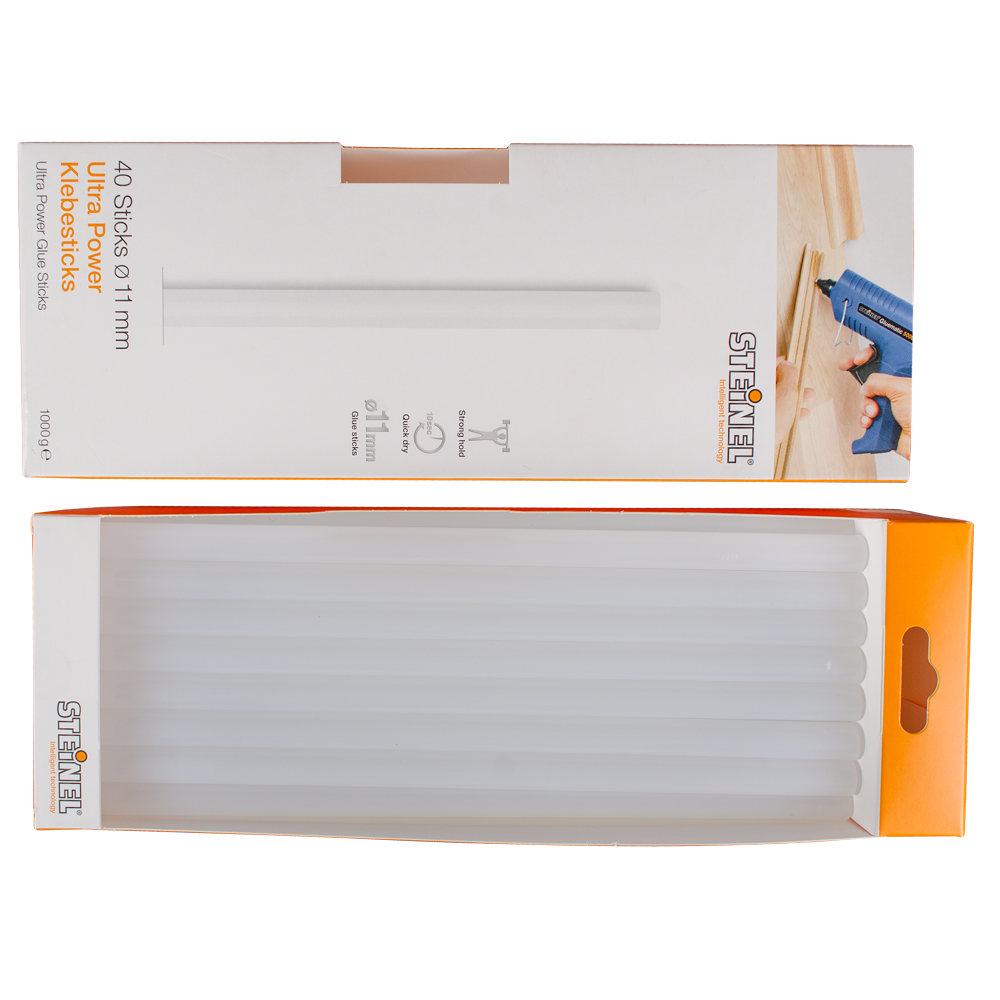 Batoane silicon Steinel Ultra Power pentru pistol de lipit, semi-transparent,11 x 250 mm, set 40 buc