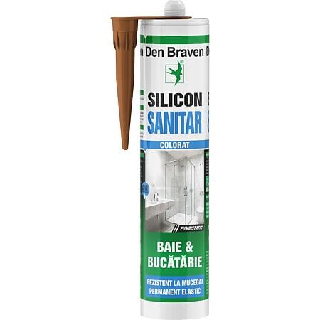 Silicon sanitar Den Braven, interior/exterior, maro, 280 ml