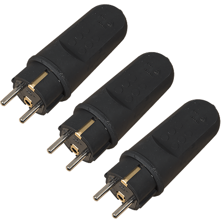 Stecher cu contact de protectie, TPU, IP44, negru, 16 A