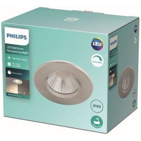 Spot LED Philips incastrat Dive SL261, nichel, 2700K, 350 lm, 5.5 W, IP 65
