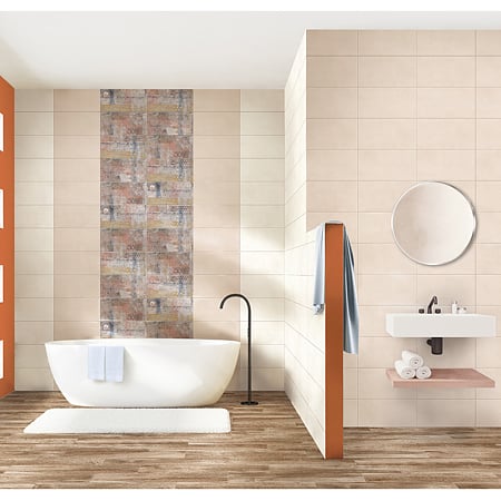 Faianta baie Kai Lilly Cream, crem, aspect de beton, 50 x 25 cm