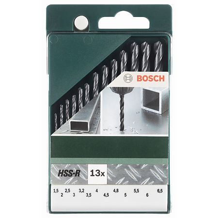 Set 13 burghie Bosch HSS-R DIN 338, mandrina standard, pentru metal, 1.5 - 6.5 mm