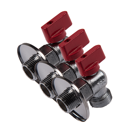 Robinet coltar cu ornament, filet exterior/exterior, alama, cromat, racord 1/2" x 3/4" 