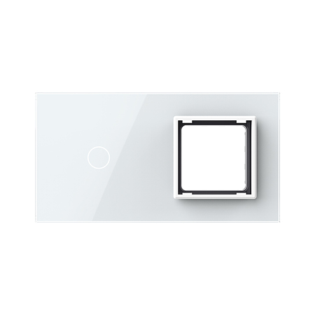Rama intrerupator simplu + priza simpla Livolo VL-P701/E-4W, sticla securizata, alb