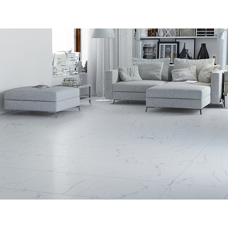 Gresie portelanata exterior Kai Ceramics Marmi, alb, aspect marmura, finisaj mat, patrata, grosime 8.5 mm, 60 cm