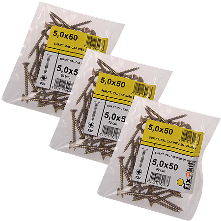Set holsuruburi, cap inecat, otel zincat, 5 x 50 mm, 50 bucati