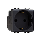 Priza schuko simpla Gewiss GW12241, incastrata, 2 module, contact de protectie, negru satinat