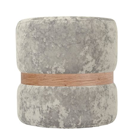 Taburet Ring, inel stejar, catifea crem E04, rotund, 38 x 38 x 40 cm