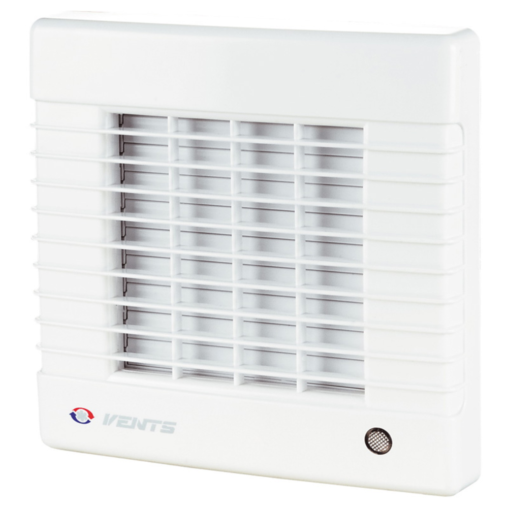 Ventilator de baie Vents, jaluzele automate si timer, D 125 mm, 22 W, 2400 rpm, 185 mc/h, alb