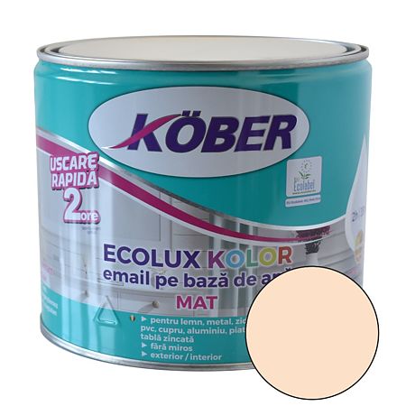 Email Kober Ecolux, pentru lemn/metal, interior/exterior, pe baza de apa, bej, 2.5 l