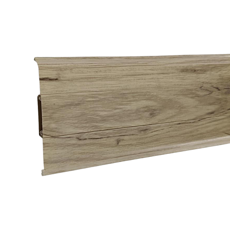 Plinta cu canal cablu pentru parchet Korner Siena 80, PVC, stejar Vela 839, 2500 x 20 x 80 mm
