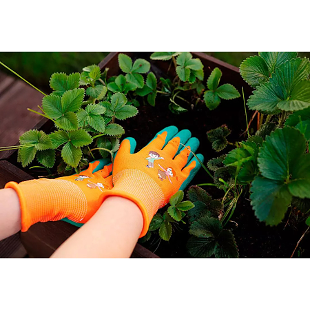 Manusi protective copii Neo Tools, latex, portocaliu/verde, marimea 4