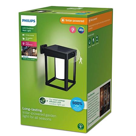 Aplica exterior Philips Camill, LED,cu senzor,  1.4 W, plastic, patrat, negru