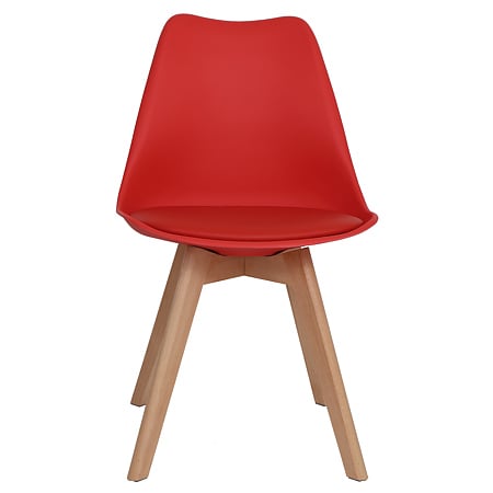 Scaun bucatarie tapitat rosu Depozitul de scaune Celia, piele ecologica, cadru lemn, max. 110 kg, 48.5 x 50 x 82.5 cm
