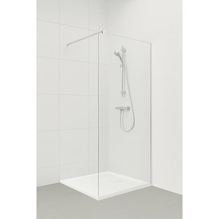 Perete fix dus / walk in Sanotechnik Sanoflex Young Crom MF100, sticla 6 mm clara, profil cromat, 95-97 x 195 cm