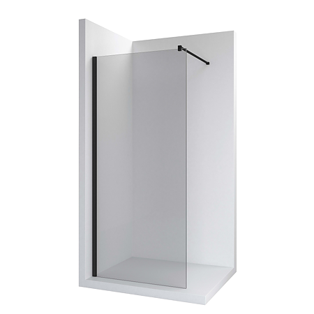 Paravan dus walk-in Roca District, sticla 8 cm, profil negru, 100 x 200 cm