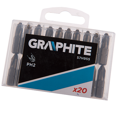 Set capete de surubelnita electrica Graphite, PH2, 20 buc, 25 mm