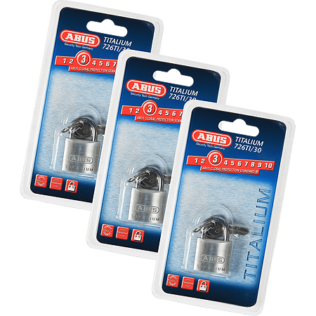 Lacat din aluminiu, Abus Titalium 726TI, l 30mm, 2 chei