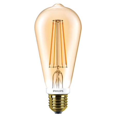 Bec LED Philips CLA LEDBulb D, 7-55W, ST64, E27, 825, GOLD alb cald