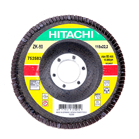 Disc lamelar, pentru inox / metale, Hikoki Proline 752583, 115 mm, granulatie 80