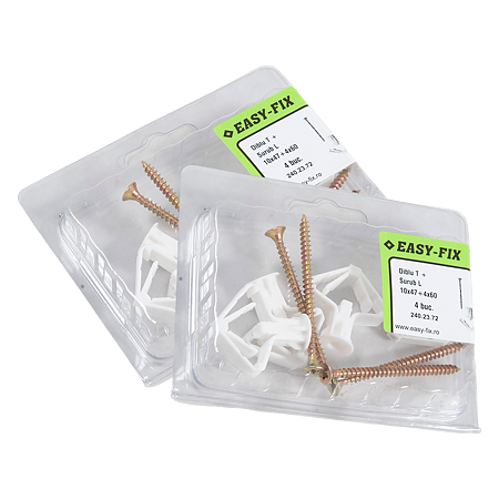 Diblu tip T cu surub pentru gips carton, 10 x 47 mm, 4 x 60 mm