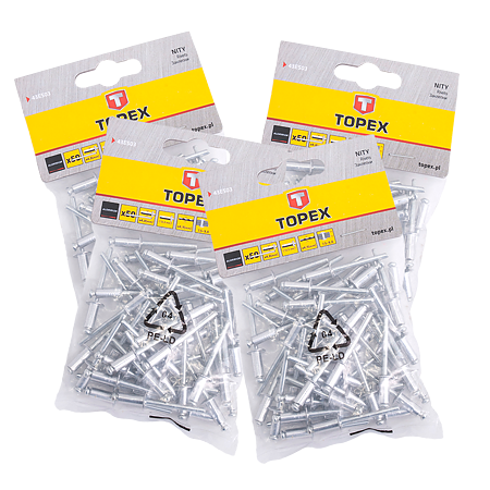 Nituri pop, aluminiu, Topex, 4,8 x 12,5 mm, 50 bucati