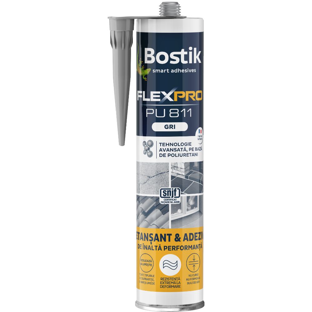 Etansant si adeziv poliuretanic, Bostik Flexpro PU 811, gri, 300 ml