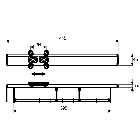 Suport pentru pantaloni, aluminiu, argintiu, 450 x 66 x 81 mm