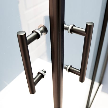 Cabina de dus Sanotechnik Elite Ecoblack, patrata, sticla 6 mm, Easy-Clean, profile aluminiu negre mate, 90 x 90 x 208 cm
