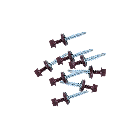Surub autoforant pentru acoperisuri din tabla profilata, vopsit rosu RAL 3005, 4,8 x 35 mm