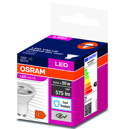 Bec LED Osram LVPAR16801206, forma spot, GU10, 6.9 W, 575 lm, lumina neutra 4000 K