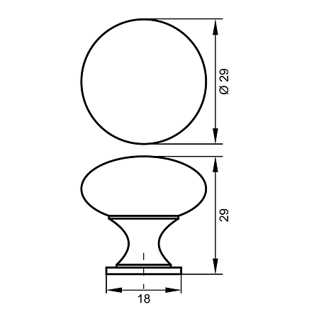 Buton zamac, finisaj satin argintiu, rotund, 29 mm