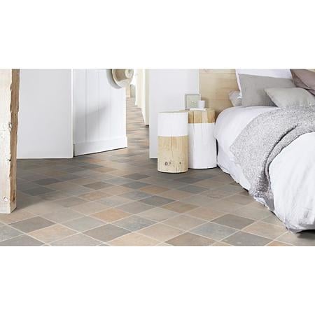 Covor PVC linoleum Iconik 260D Cottage Stone, bej/gri, latime 400 cm, grosime 2.6 mm