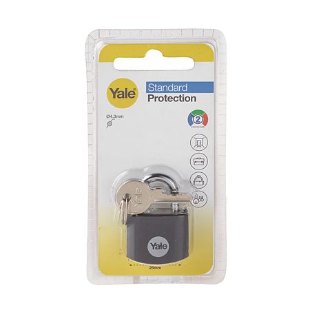 Lacat din aluminiu, Yale Standard Protection, 25mm, 3 chei Lacat din aluminiu, Yale Standard Protection, 25mm, 3 chei