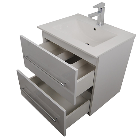 Set mobilier baie Badenmob Seria 054-60, masca + lavoar + oglinda cu polita, alb Set mobilier baie Badenmob Seria 054-60, masca + lavoar + oglinda cu polita, alb