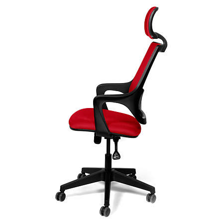 Scaun birou ergonomic rosu Kronsit Verona, tapiterie textila, rotativ, reglabil pe inaltime, 59 x 51 x 130 cm