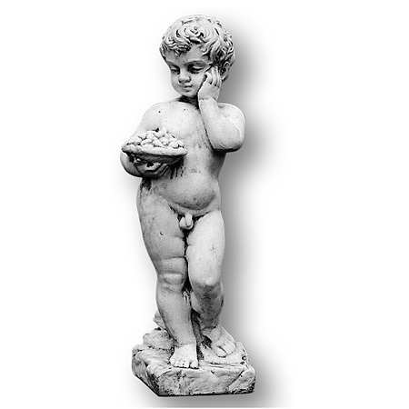 Decoratiune gradina Cementarte, statuie Putto Fiori, beton, 70 x 22 x 20 cm, 24 kg