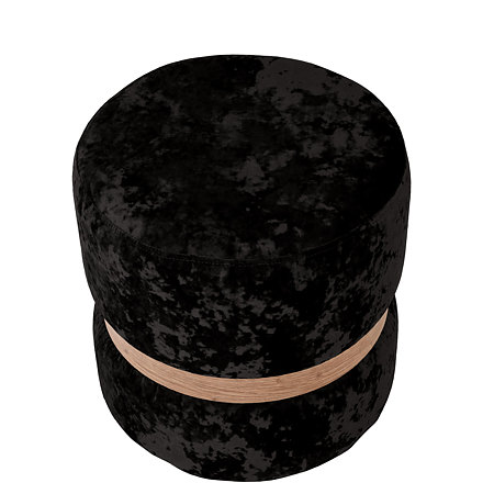 Taburet Ring, inel stejar, catifea negru E01, rotund, 38 x 38 x 40 cm