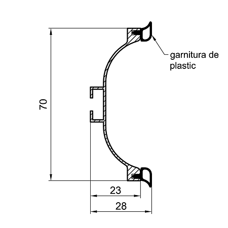 Profil inaltator pentru blat de bucatarie Gola 8300, aluminiu neted, lungimea 4 m