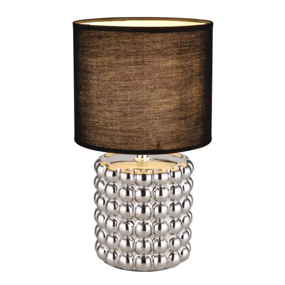 Lampa Globo Valentino Crom, ceramica/textil, 1 x E14, 40 W, negru, diametru 185 mm, inaltime 330 mm 185