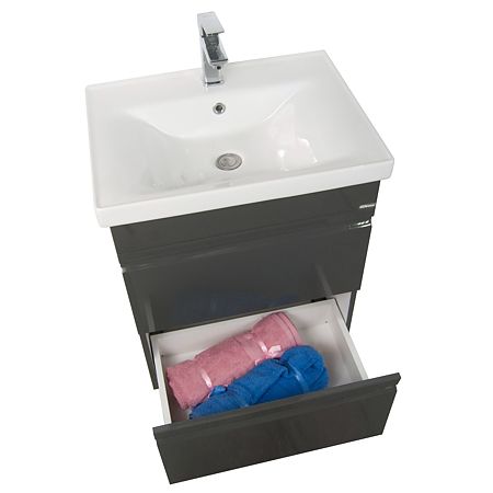 Set mobilier de baie Badenmob Seria 786, baza, lavoar 60 cm, oglinda cu dulap, MDF/PAL, antracit Set mobilier de baie Badenmob Seria 786, baza, lavoar 60 cm, oglinda cu dulap, MDF/PAL, antracit