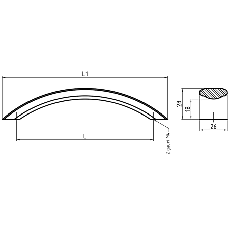 Maner AA615 160 mm, aluminiu mat