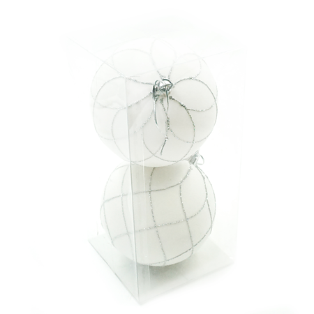Set 2 globuri decorative de Craciun, plastic, alb, 10 x 6 x 22 cm