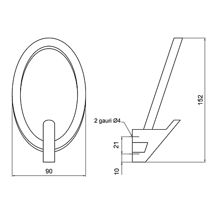 Cuier FZ 8507 crom, 90 x 152 mm