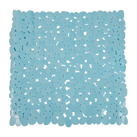 Covoras de baie antiderapant MSV Stone, PVC, bleu, 53x53 cm