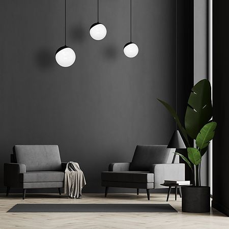 Suspensie Sfera, 3xE14, 40 W, metal/sticla, alb/negru
