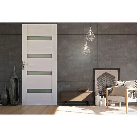 Usa interior cu geam Pamate U-76, reversibila, MDF, alb, toc 10 cm, 200 x 70 x 3.5 cm