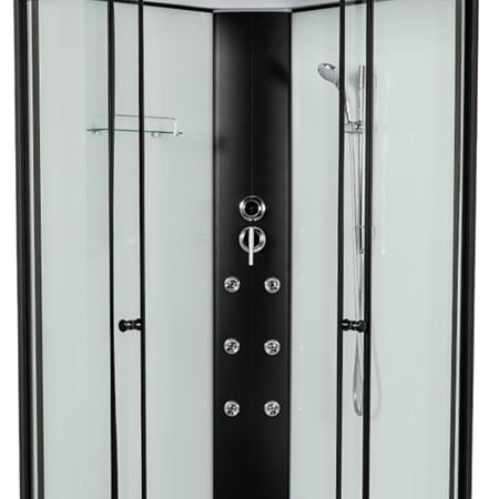 Cabina de dus Sanotechnik Mono Black 2, patrata, sticla 5 mm, Easy-Clean, profile aluminiu negre mate, hidromasaj, 100 x 100 x 215 cm
